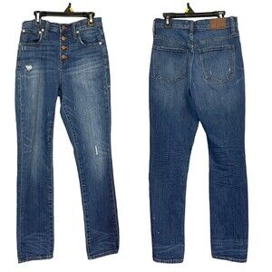 Madewell the High Rise Slim Boyjean Hatfield Wash: Button-Front Edition Sz 24